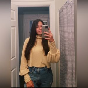 Light Yellow Urban Outfitters Cropped Turtle Neck